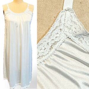 VINTAGE 70s 80s lace nylon midi slip dress nightgown chemise boudoir lingerie